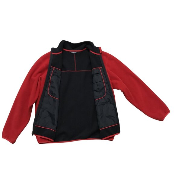 LANDS END Mens XL Red Fleece Jacket Full Zip Up - Picture 3 of 9